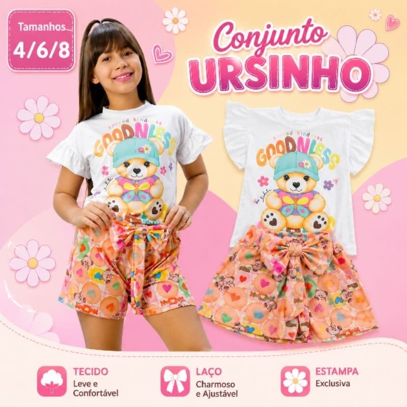 Conjunto Infantil Menina/Conjunto Infantil Feminino/Conjunto Menina Barato/ Conjunto Menina Roupa Linda e Confortável