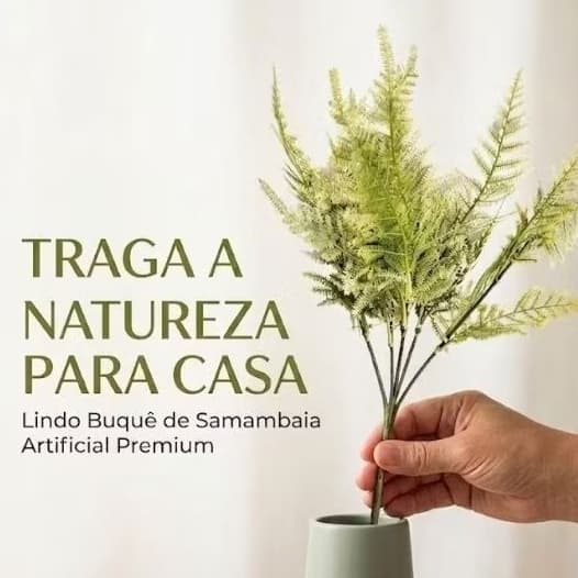 Buquê de Samambaia Artificial Premium 30cm - 5 Hastes Realistas