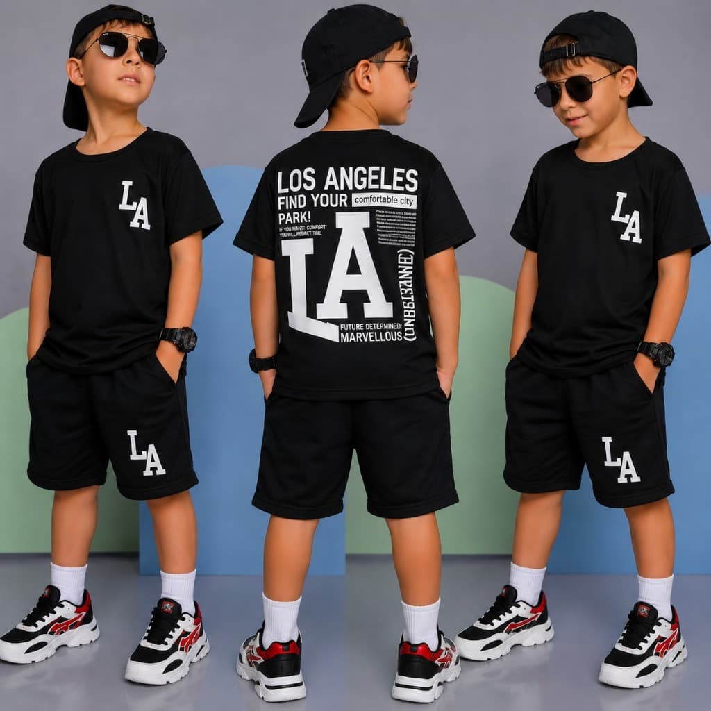 Conjunto Infantil Menino Estiloso Verão Lançamento Juvenil Camisa e Bermuda Veste Do 2 ao 12 anos