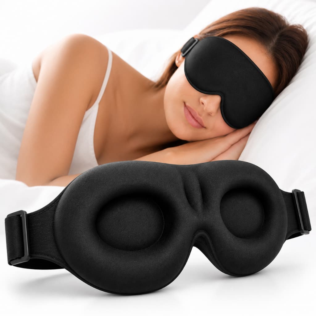 Mascara de Dormir Tapa Olho 3D Blackout Bloqueio Luz Sem Pressionar os Olhos Anatômica Espuma Confortável Ajustável
