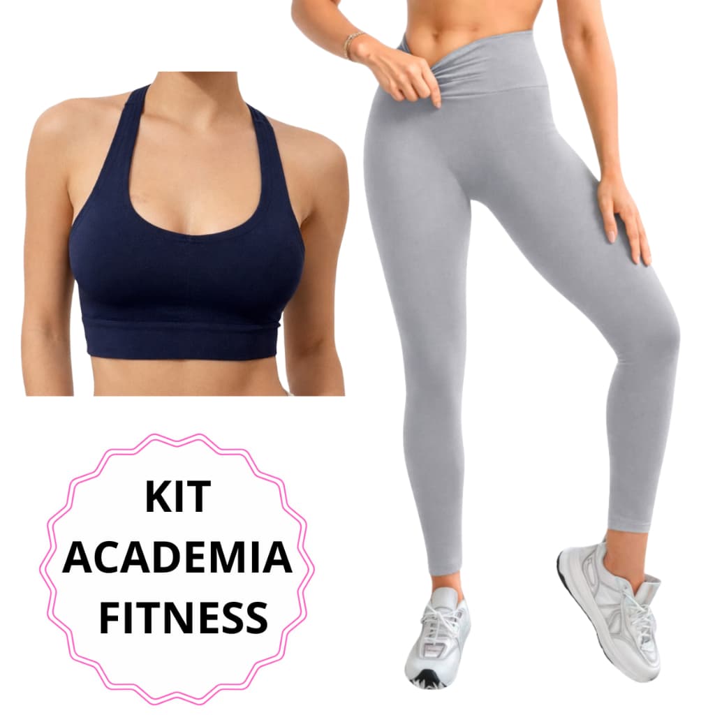 Top + Calça Legging Fitness Feminino Zero Transparência