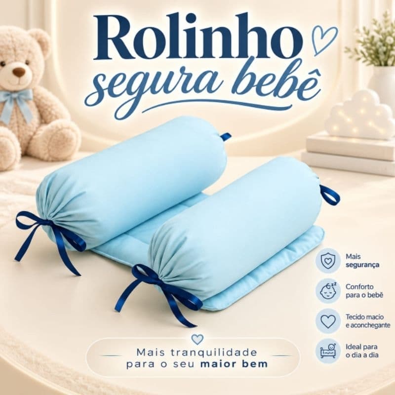 Rolinho segura bebê lateral berço, refil removível macio e confortável várias cores menino e menina