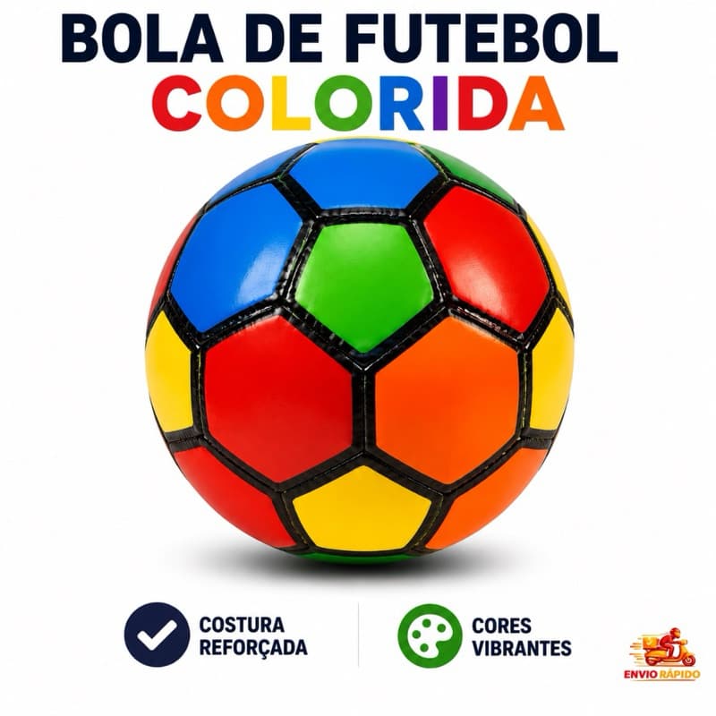 Bola De Futebol Colorida Costurada Em Couro Sintético  Grande Para Crianças Praia Parque Escola