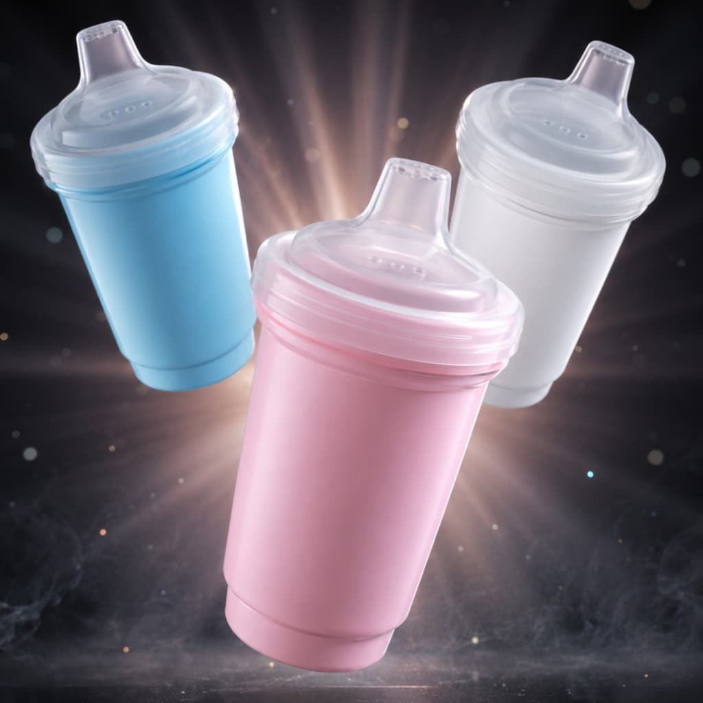 Copo Chuquinha Infantil 220ml Tampa e Bico Antivazamento Kit 3 Copo Treinamento Transição Bebê Creche
