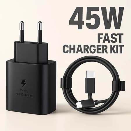Carregador Turbo 45W Carregamento Rápido Cabo Tipo-C 1 Metro,Carregador para Android