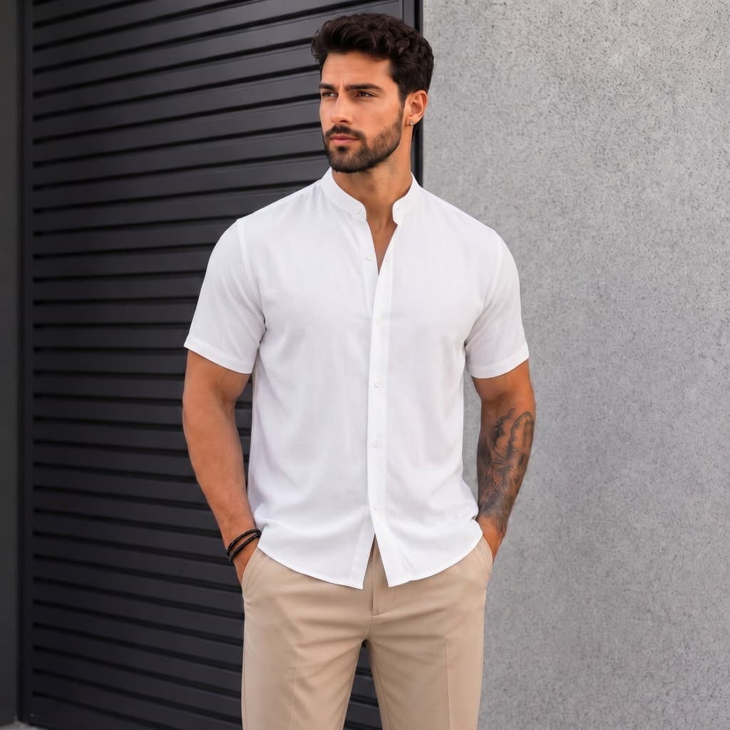 Camisa Slim Gola Padre Manga Curta