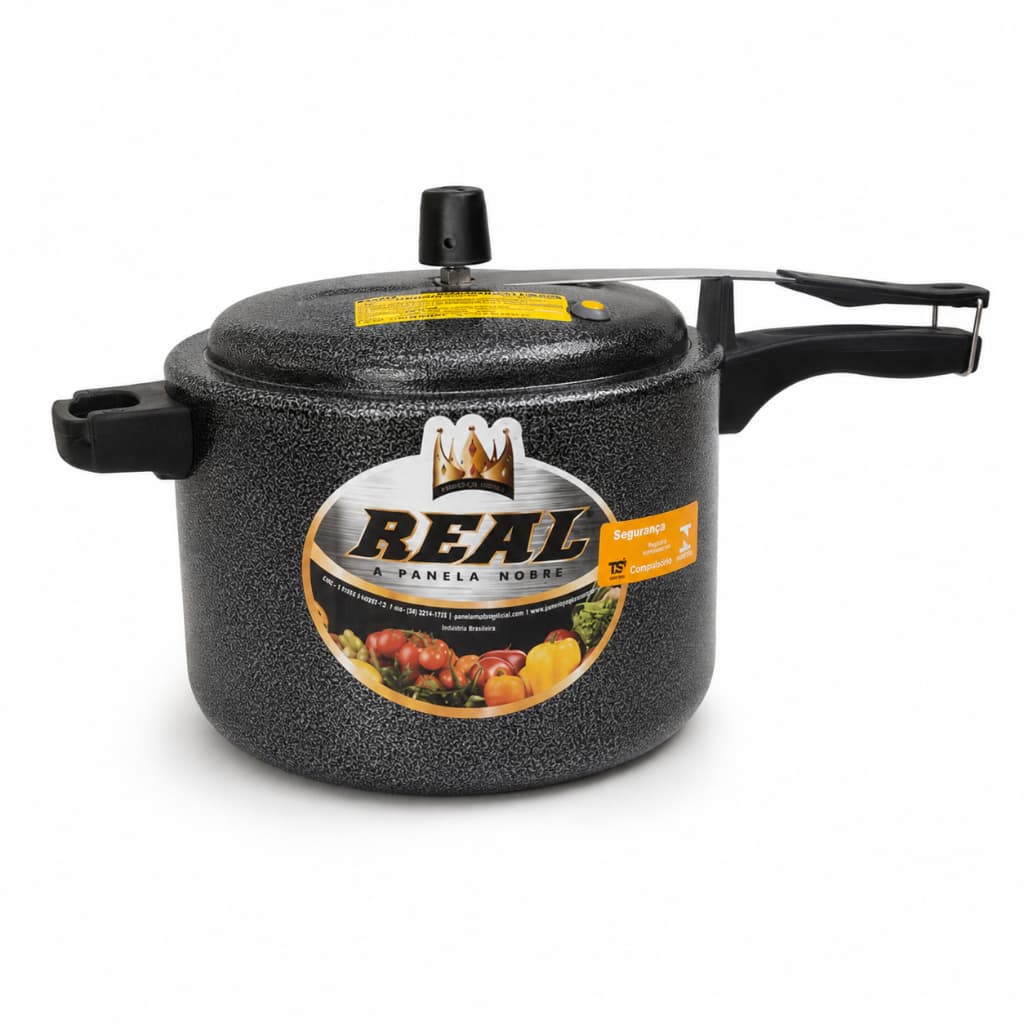 Panela de Pressão Preta 7L – Durável, Moderna e Segura para Cozinhar Mais Rápido