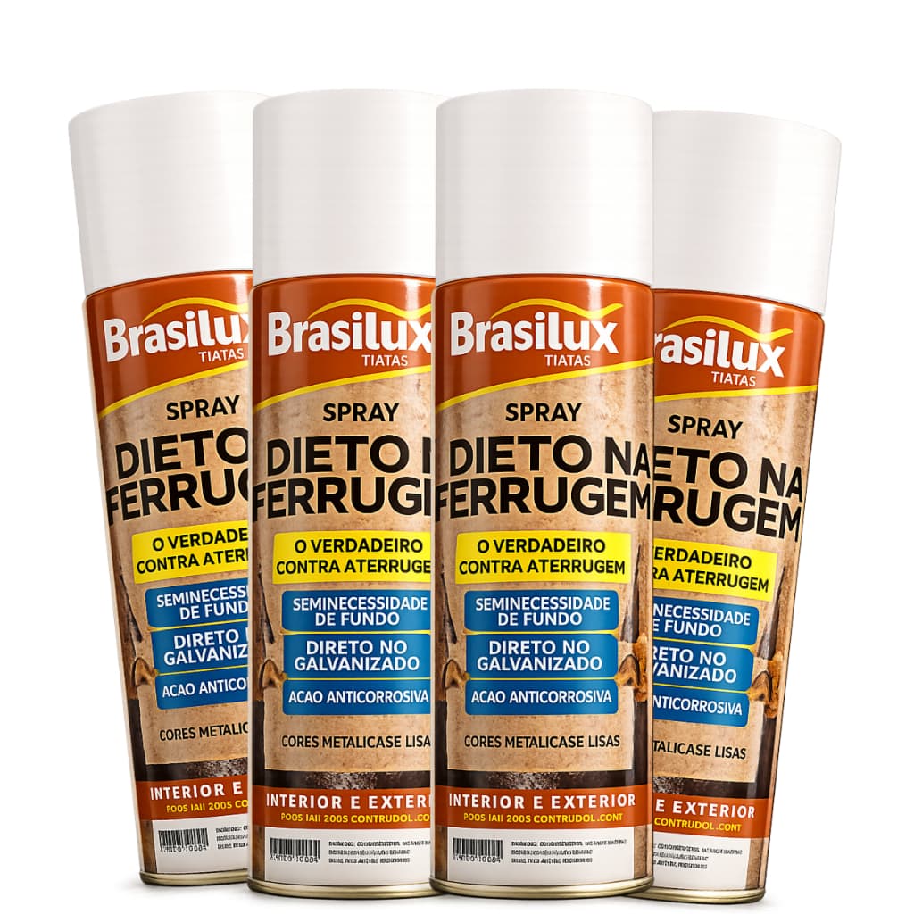 Kit 5 Tintas Spray Brasilux Direto na Ferrugem 400ml Anticorrosiva para Metais e Galvanizados
