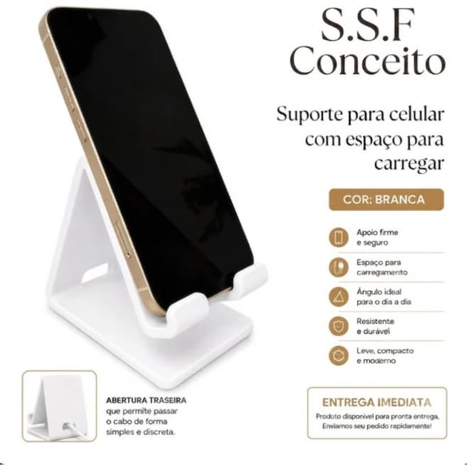 Suporte de Celular Decorativo em Formato Minimalista– Design Moderno para Mesa e Escritório