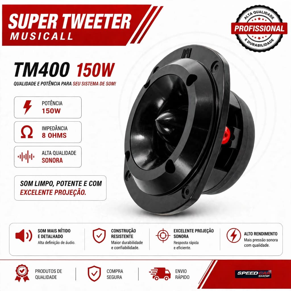 Super Tweeter St 400 Trio 150W Musical Tm 400 8 Ohms Caixa Bob Caxa Trio Som de Carro Som Automotivo