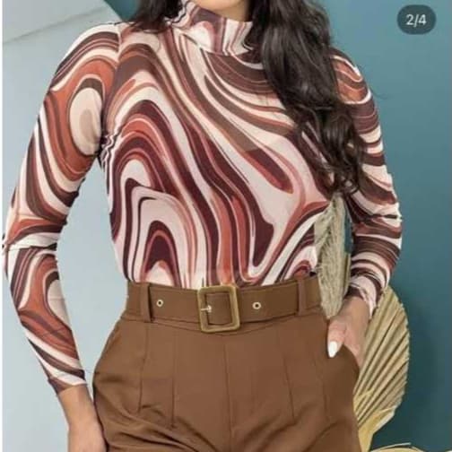 Body De Tule Feminino Tie Dye Estampado Manga Longa