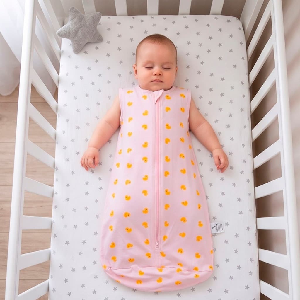 Saco de Dormir Bebê Verão Algodão Casulo Bebê Pato Rosa