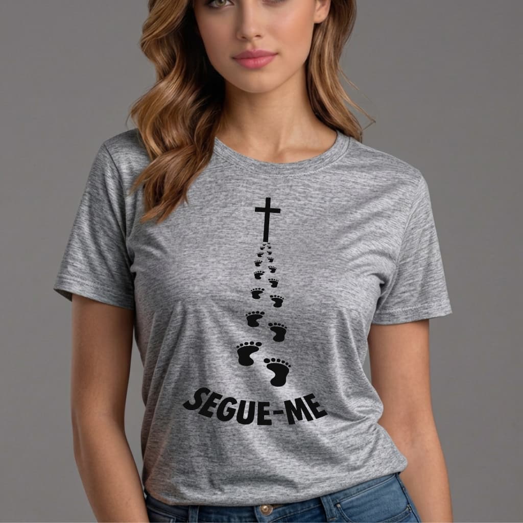 Camiseta Blusa Tshirt Estampada Cristã Católica Religiosa Segue-me  Oração Tendencia Moda FEMININA