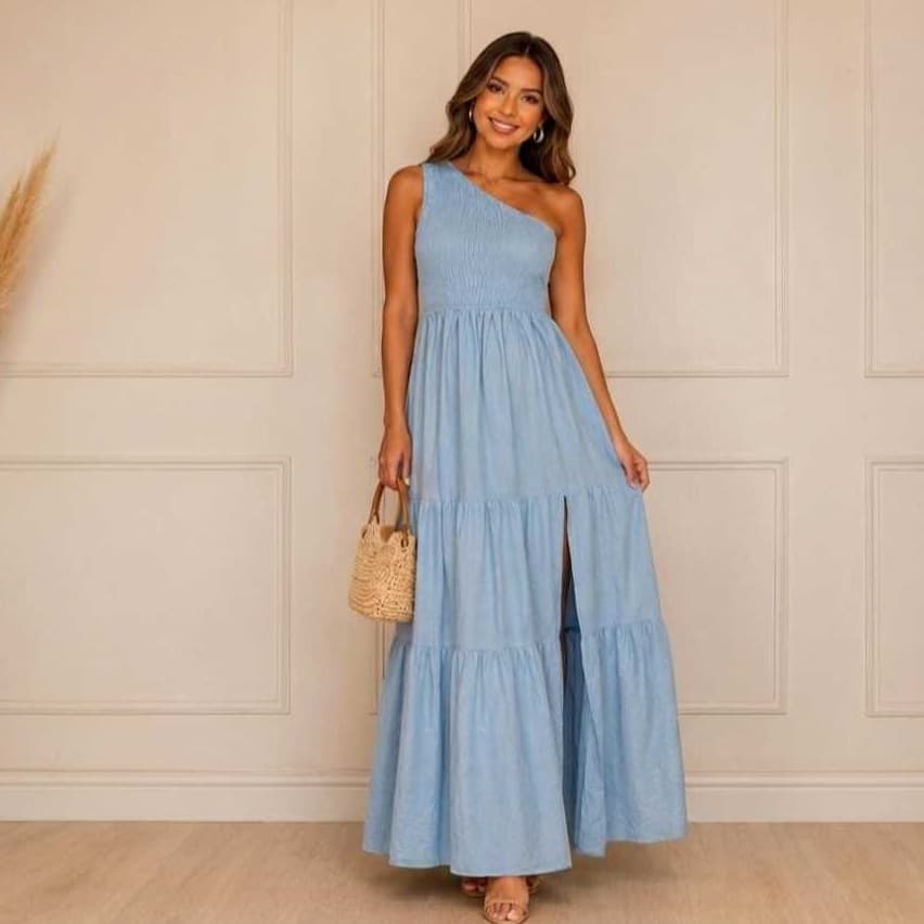 Vestido Longo Mula Manca Com Elastex