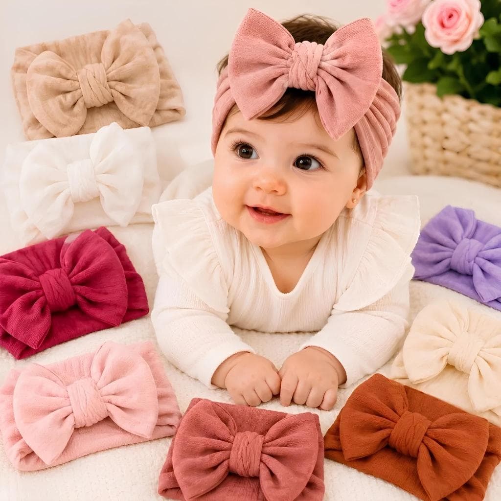 Kit 7 Laços de Bebê + Brinde Faixinha Cabelo Infantil Menina Antialérgico Não Aperta