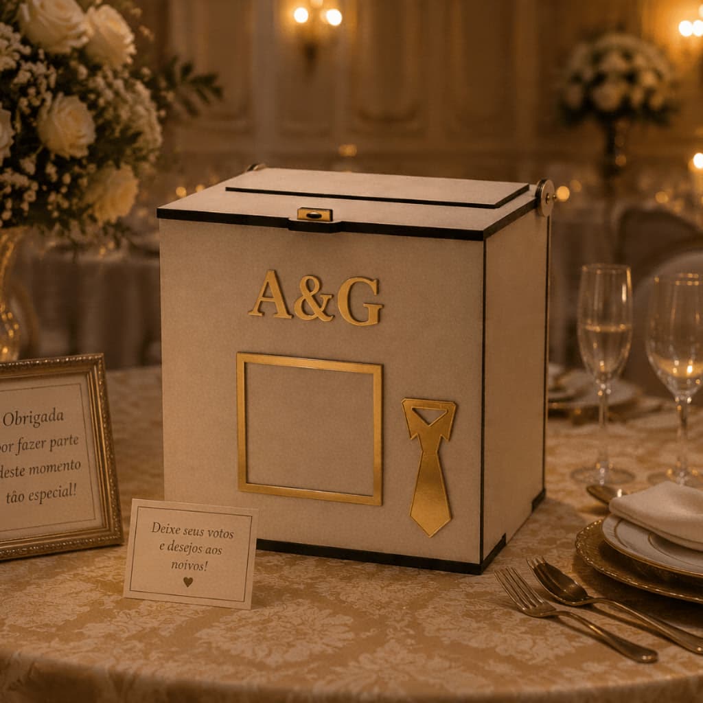 Caixa Personalizada Gravata E Sapatinho Para Casamento Lua De Mel Em MDF Acrílico
