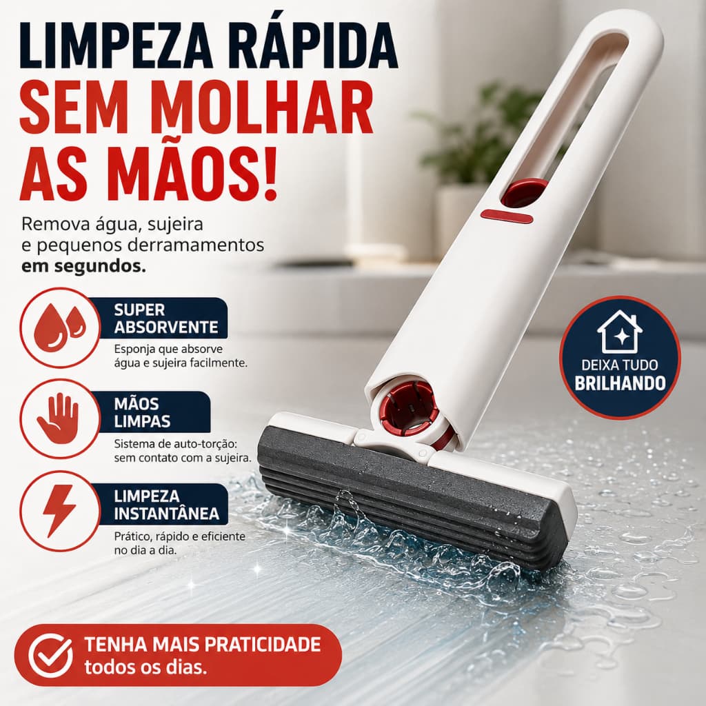 Mini Mop Portátil Auto Torção Esfregão Retrátil Limpeza