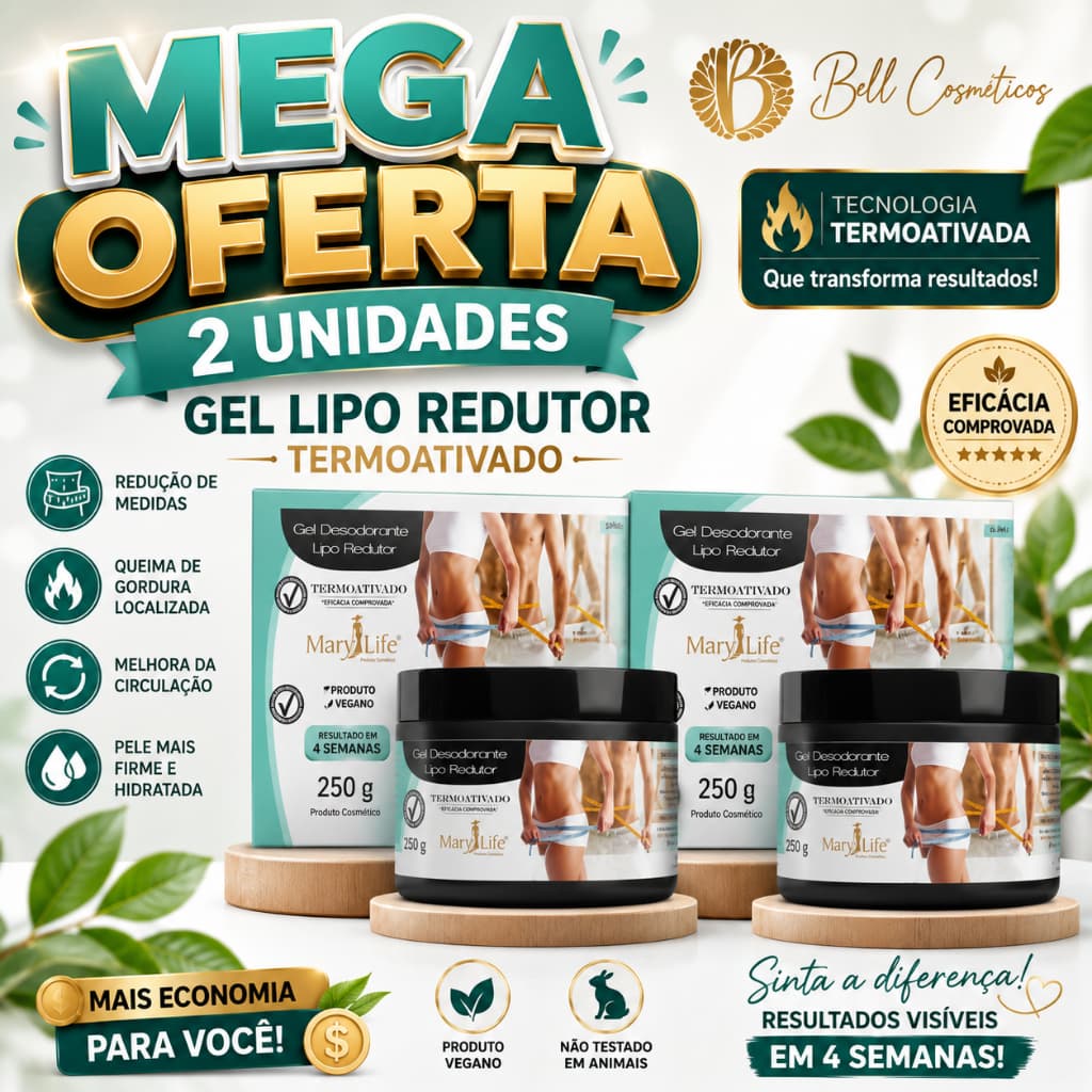 Kit 2 Unidades Gel Lipo Redutor Termo Ativado 250g Mary Life