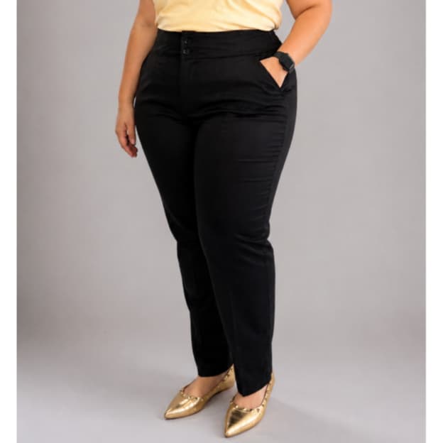 Calça feminina Plus Size Executiva social alfaiataria fardamento/uniforme com elastano.
