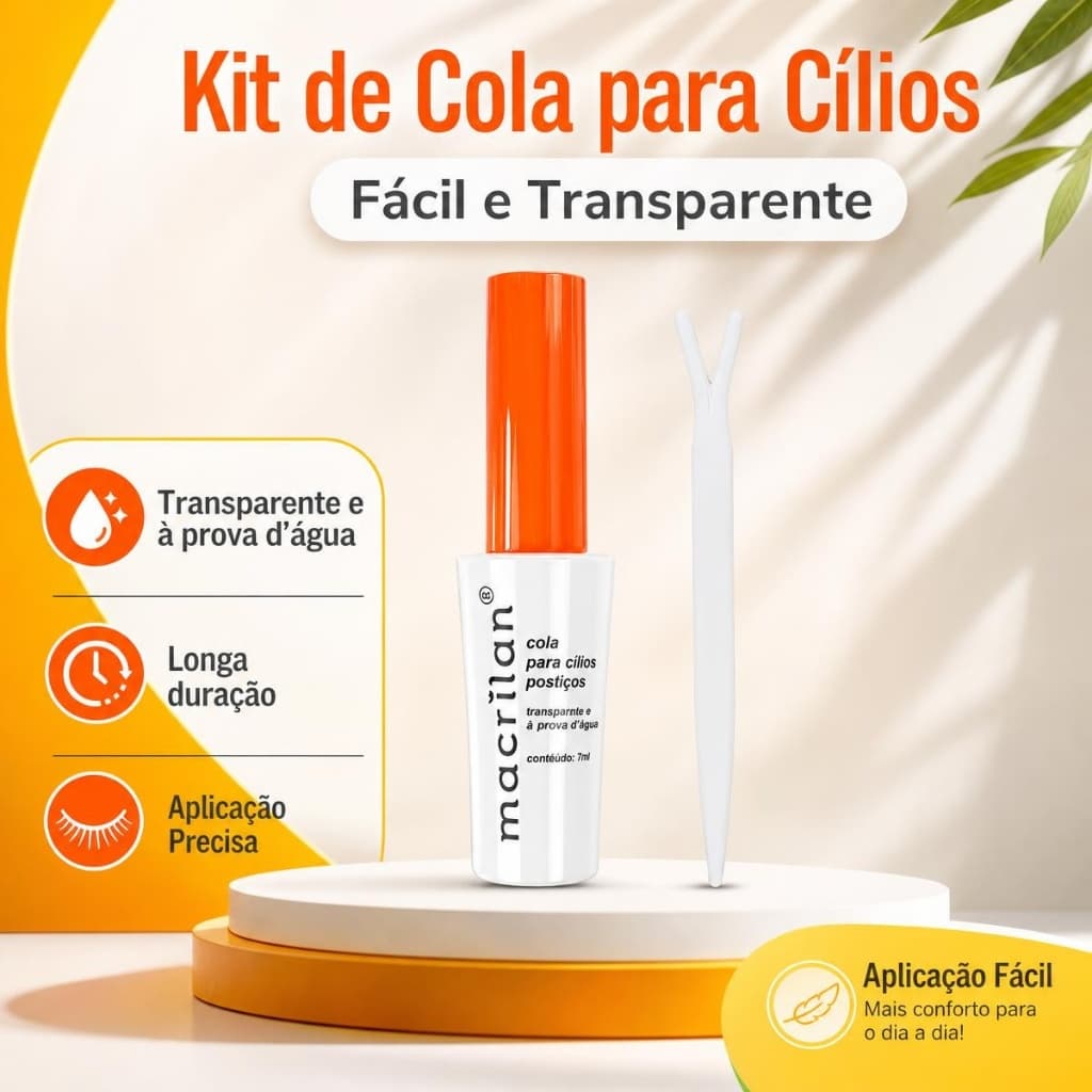Cola para Cílios Postiços Macrilan Transparente com Fixação à Prova D’água 7ml