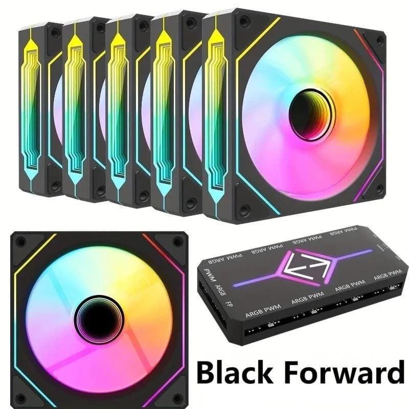 Teucer Ventoinha 120mm ARGB PWM, sincronização placa mãe + hub incluso,alta pressão para PC gamer e refrigeração líquida