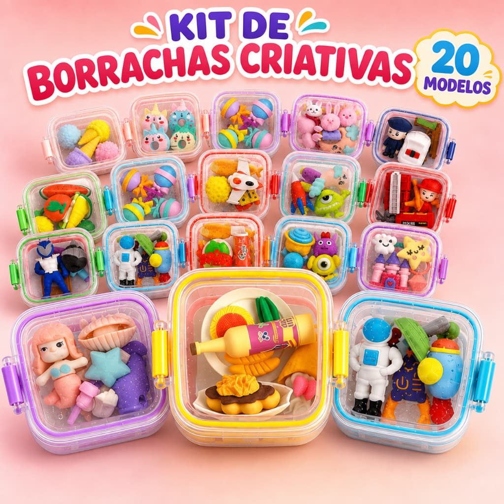Kit Marmitinha Borracha 3D Criativa De Caxinha Astronauta Estudante Infantil Papelaria Fofa Kawaii