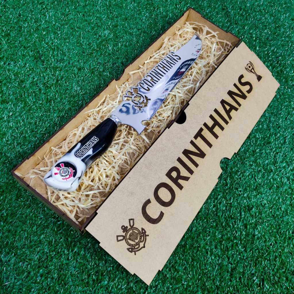 Faca + Caixa Personalizada Artesanal Churrasco Corinthians Premium Chef Gourmet