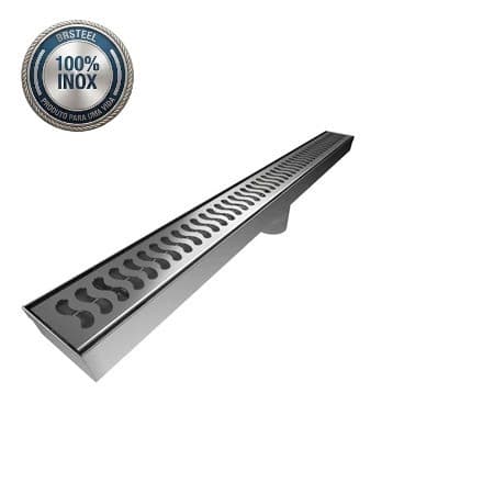 Ralo Linear Inox Decorativo Grelha Onda Premium BR Steel Banheiro Direto Fábrica