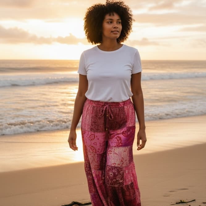 Calça Feminina Pantalona Cintura Alta com Elástico
