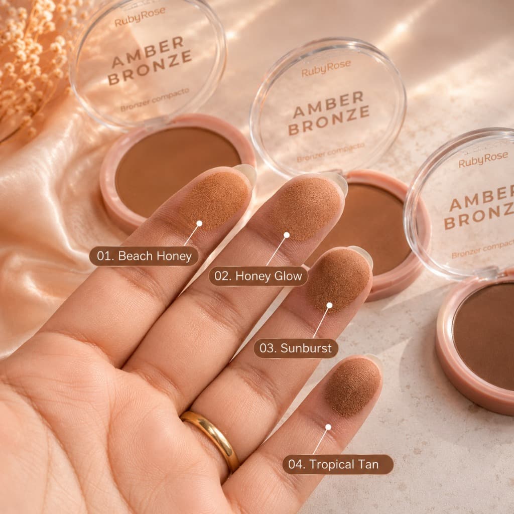 Bronzer Matte Ruby Rose Amber Bronze Contorno Profissional Compacto Longa Duração