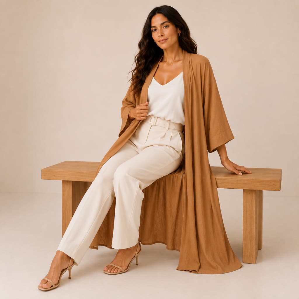 Kimono Cardigan Feminino alongado Manga 3/4 Soltinho Blogueira Terceira Peça Casaquinho Feminino-Saída de Praia viscose