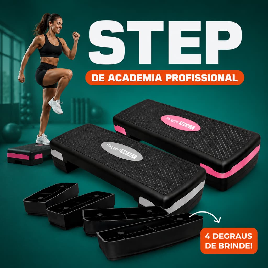Step Academia 3 Níveis Treino Regulagem Altura Profissional até 150kg Regulável Ajustável Aeróbico