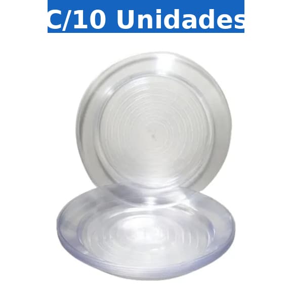 Prato Acrilico Redondo Cristal Transparente 21cm com 10 unidades Eliteplastic.