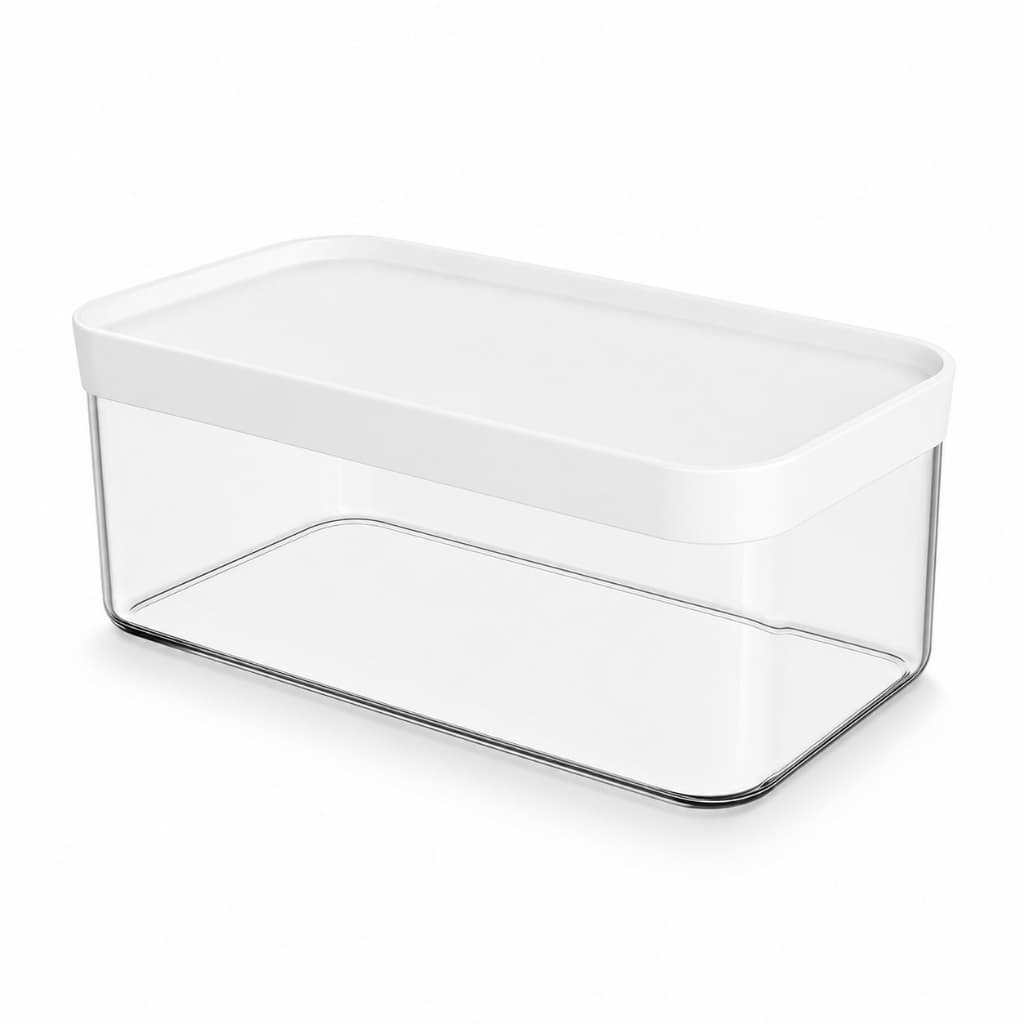 Pote Hermético Helsim 1,5L Retangular Tampa Branca Porta Pão Organizador para Pães Bolos Biscoitos