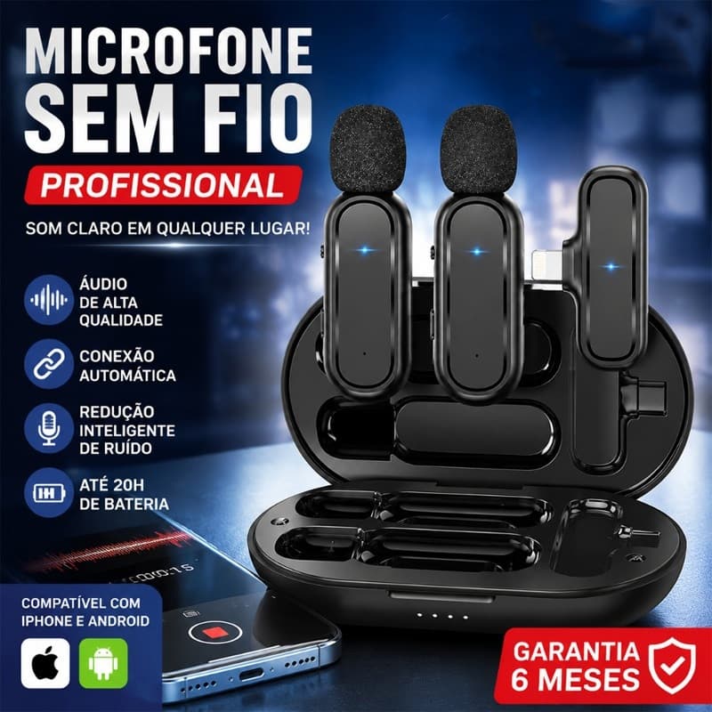 Electro Nest Microfone de Lapela Sem Fio Redução do Ruído Gravação de Vídeo Mini Microfone MK07/08 IP-2
