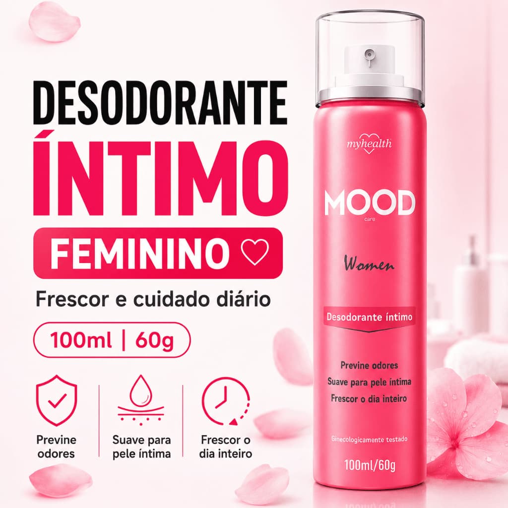 Desodorante Íntimo Feminino Mood Women MyHealth 100ml Spray Jato Seco Anti Odor Uso Diário