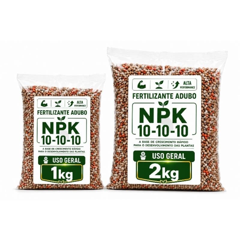 Adubo Fertilizante NPK 10-10-10 - 1KG e 2KG  ALTA Nutrição para Flores, Hortas, Jardins , Vasos e Gramados .
