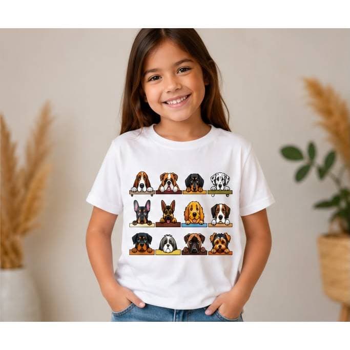 Camiseta Infantil Estampa Dogs Fofinho Blusa Melhor Amigo Animais Lançamento