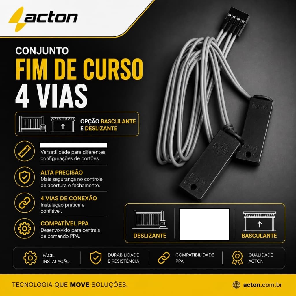 Sensor fim de curso Acton para motores PPA 4 vias basculante 1,80 cm ou deslizante 0,70 cm