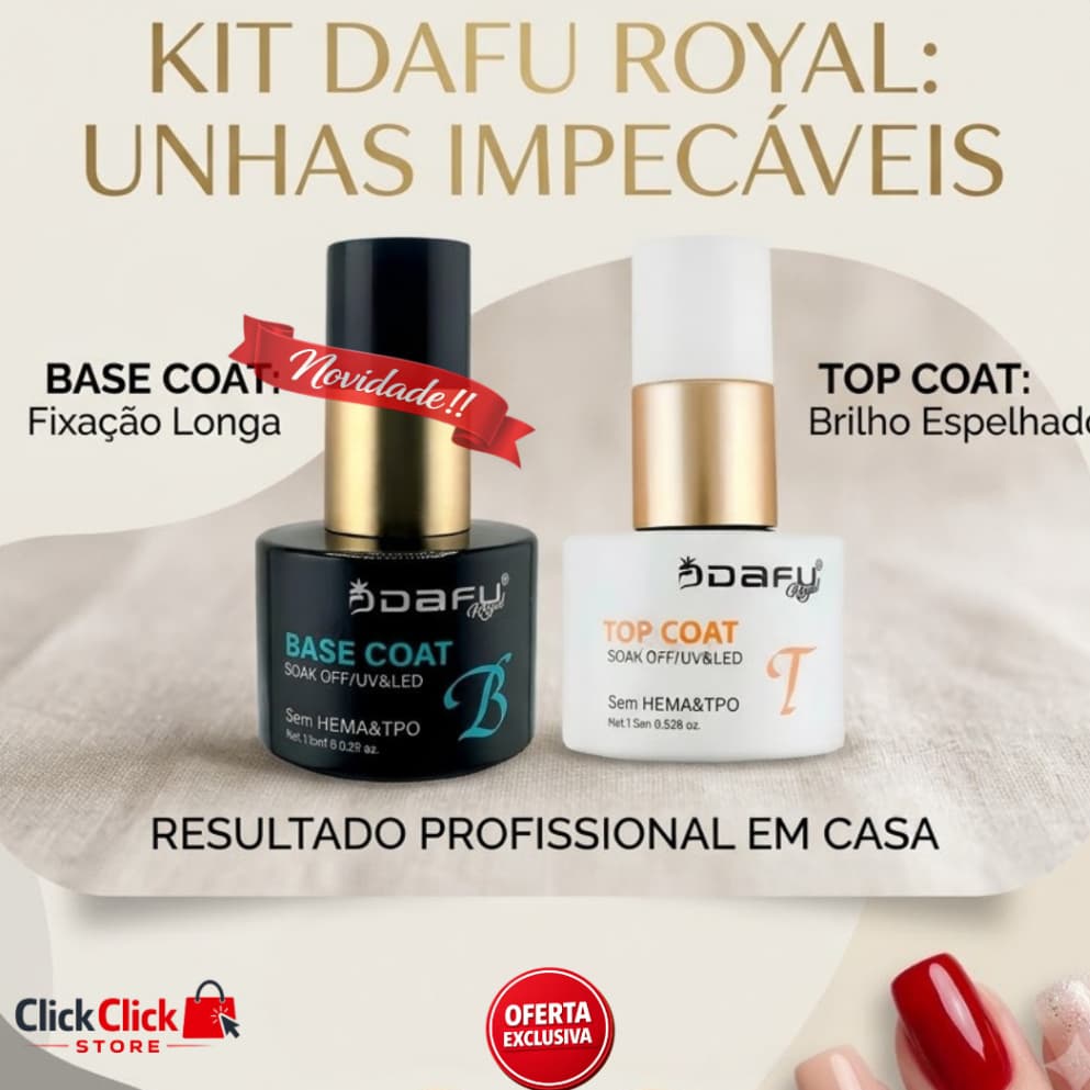 Kit Base Coat + Top Coat DAFU ROYAL 15ml Esmaltação em Gel Profissional Sem Hema & TPO FREE
