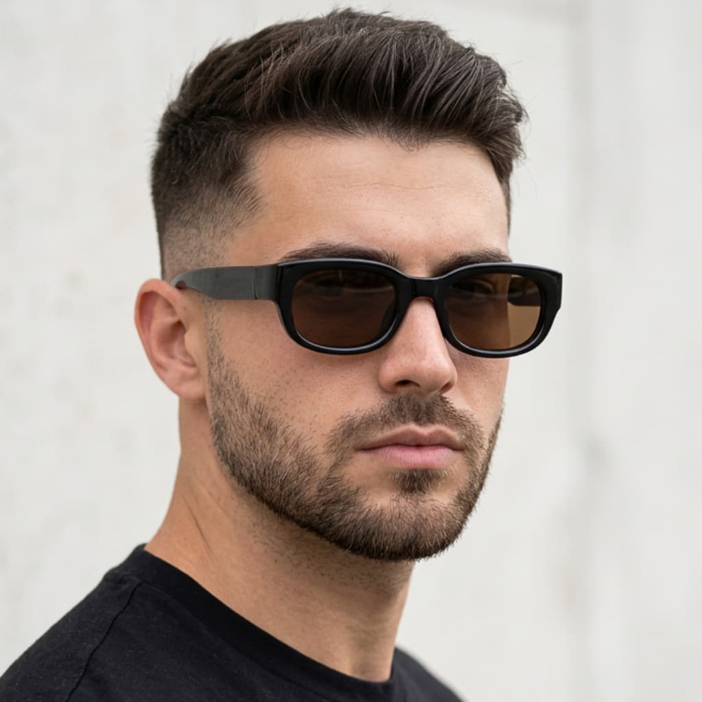 Óculos de Sol Masculino Quadrado Retangular Acetato Retrô Vintage Premium UV400 Casual Clássico Tendência