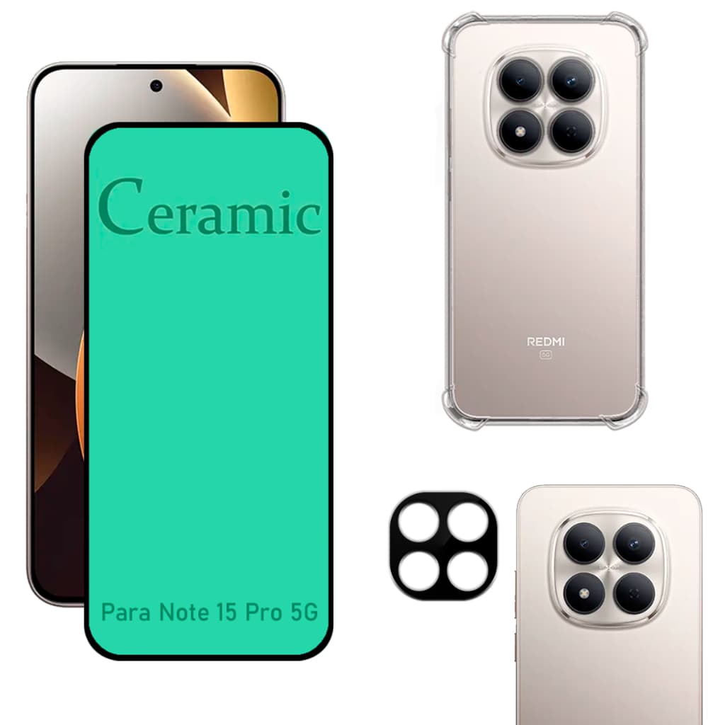 Kit Para Redmi Note 15 Pro 5G | Película Cerâmica - Capa Anti Shock - Película Para Câmera