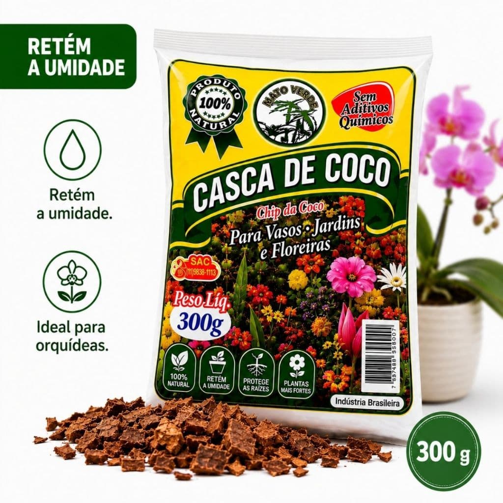 Casca De Coco Moida - Mato Verde - 300g Para Jardins Rosas Orquidea Vasos De Plantas