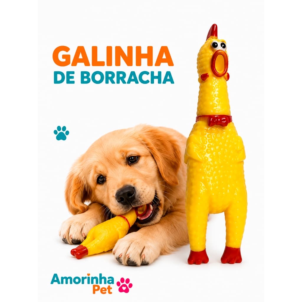 Brinquedo Mordedor Galinha Frango com Som para Cães e Gatos Mordedor Resistente Antiestresse