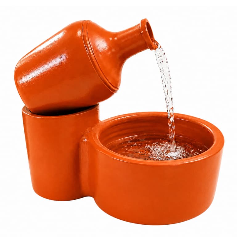 Fonte de Água Decorativa de Barro Com Bomba Bebedouro Pet Mesa Santa Ceia Artesanal  Alta Qualidade 32cm