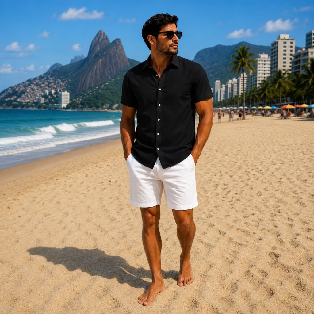 Camisa Masculina Viscolinho Moda Praia Casual Dia Dia