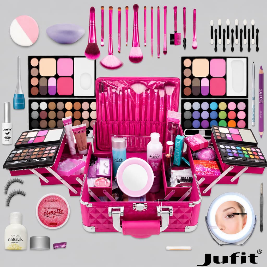kit maquiagem skincare mix de 10 produtos com tudo de melhor,batom,gloss,blush,sombra,iluminador,pincel e muito mais