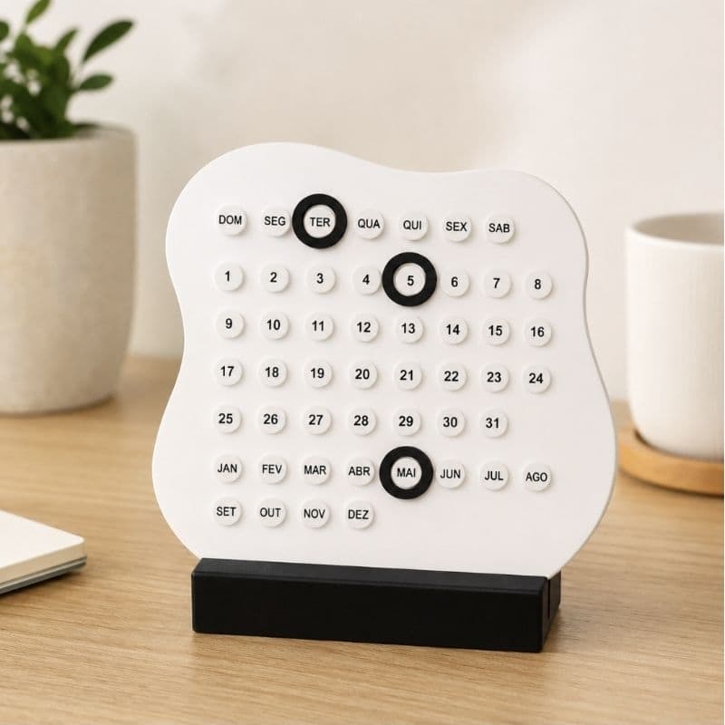 Calendário Perpétuo de Mesa Reutilizável Moderno e Decorativo