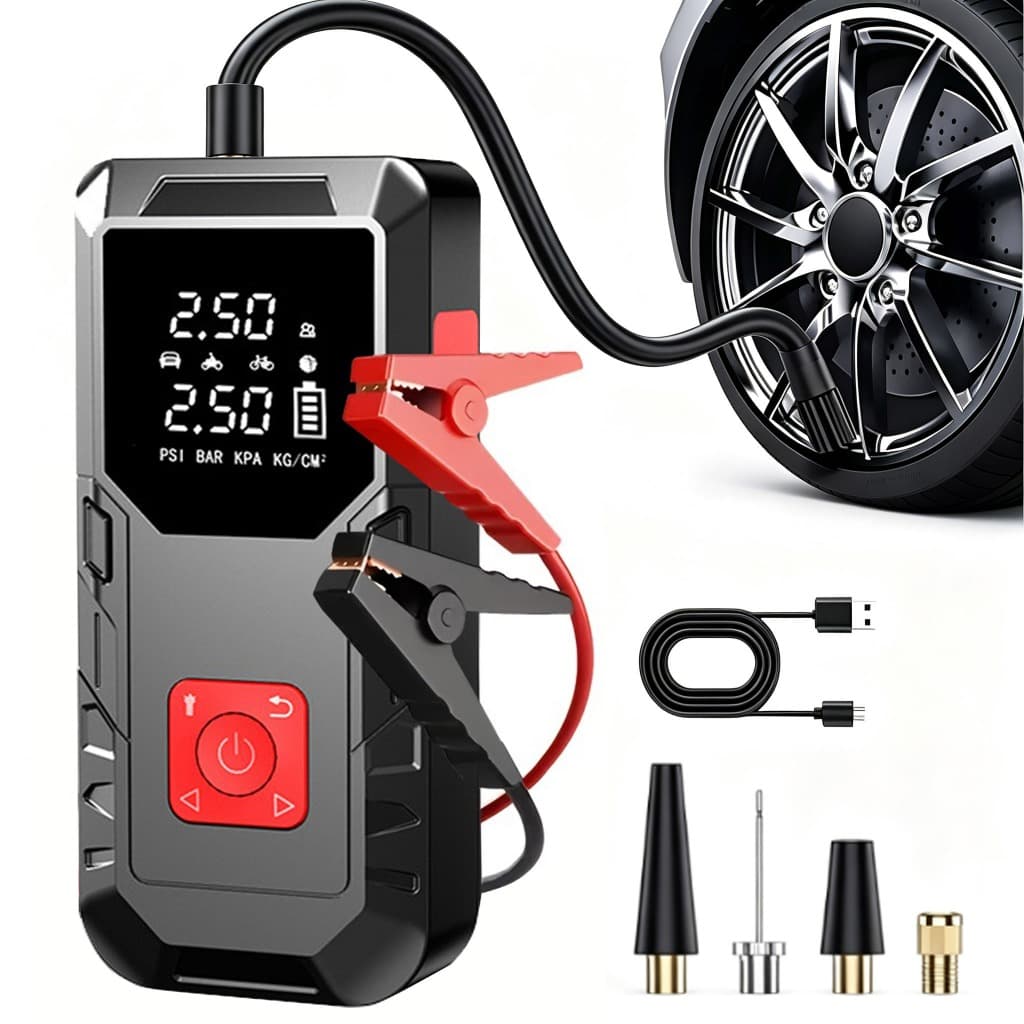 Compressor de ar portatil, infladormultifuncional 5 em 1, fonte de energiamovel, bomba de ar para pneus deautomovel
