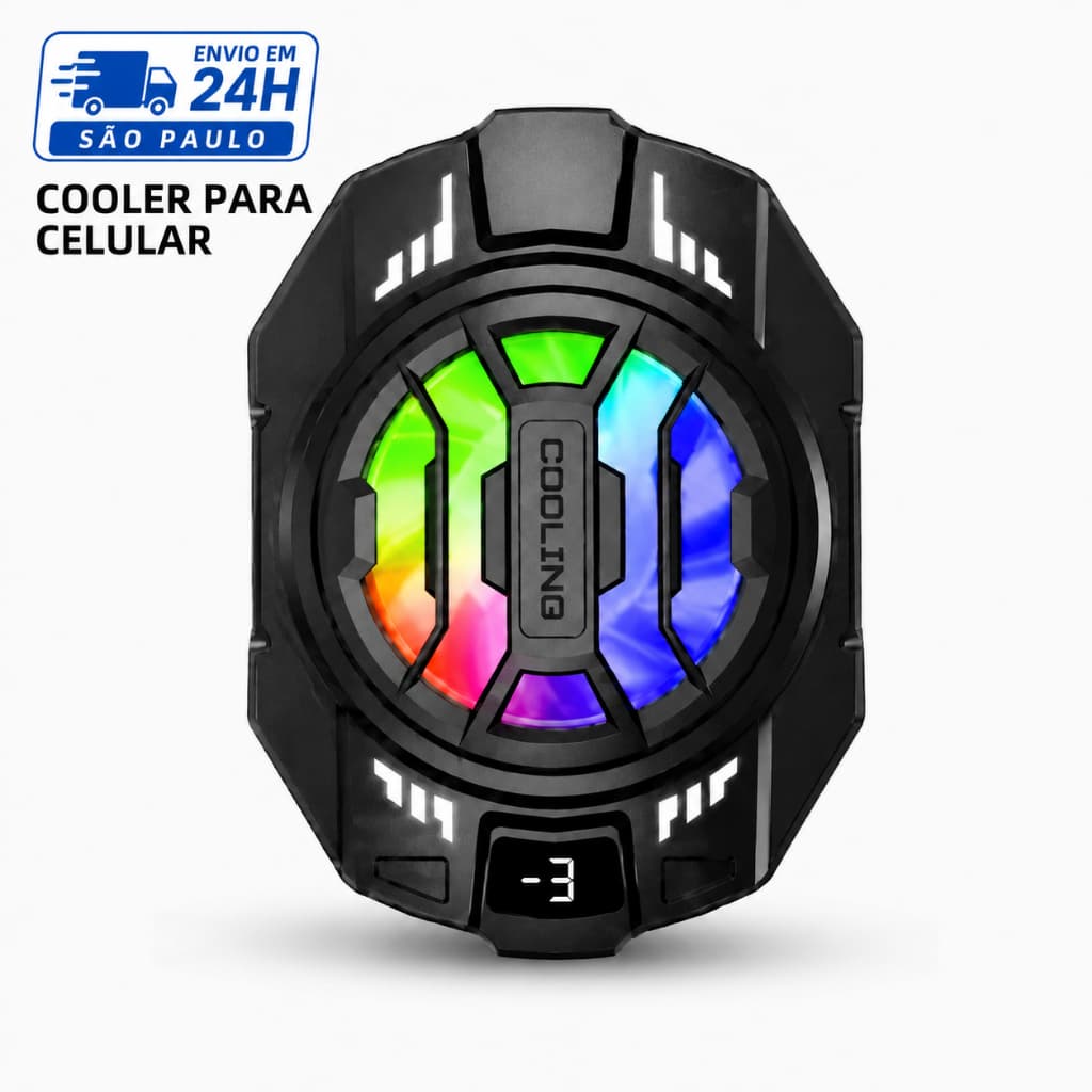 Cooler Gamer para Smartphone Tomate MSR-716 RGB 3 Níveis Ventilador USB Anti-Aquecimento para Jogos e Lives